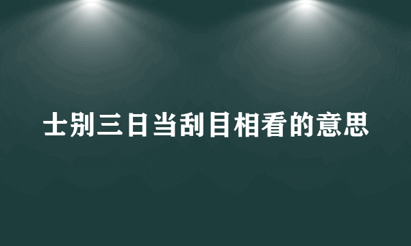 士别三日当刮目相看的意思