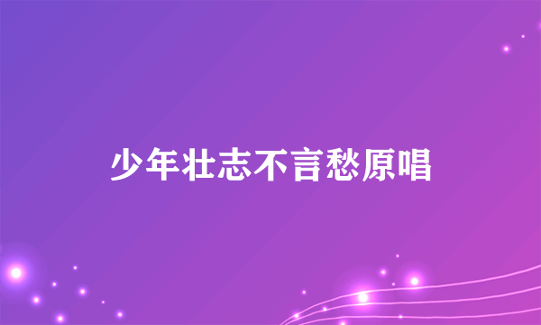 少年壮志不言愁原唱
