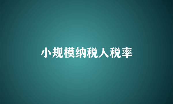 小规模纳税人税率