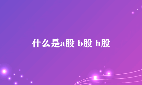 什么是a股 b股 h股