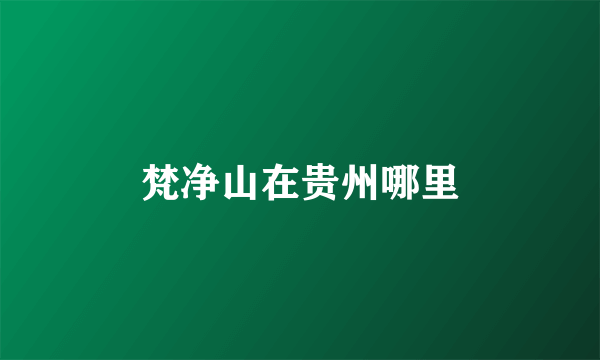 梵净山在贵州哪里