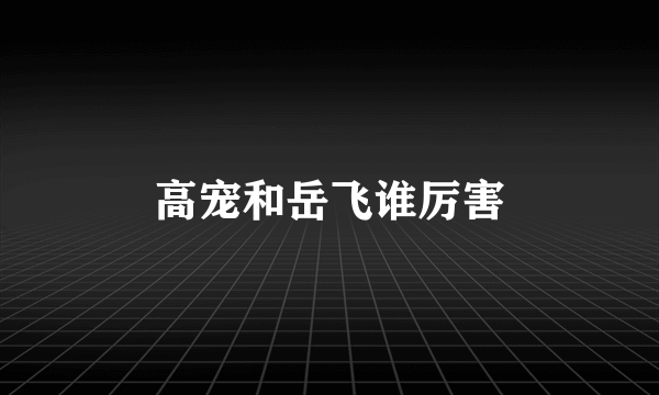高宠和岳飞谁厉害