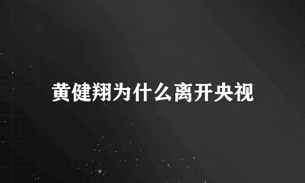 黄健翔为什么离开央视