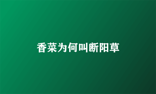 香菜为何叫断阳草