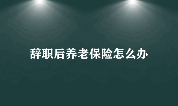辞职后养老保险怎么办