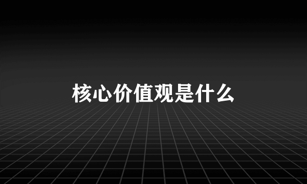 核心价值观是什么