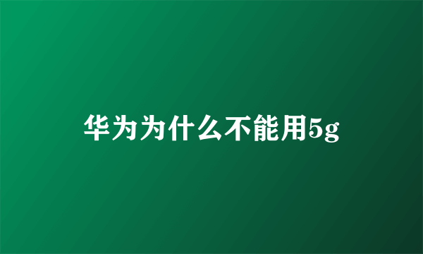 华为为什么不能用5g