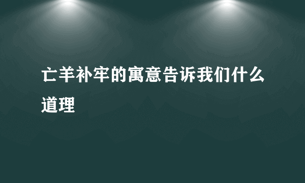 亡羊补牢的寓意告诉我们什么道理