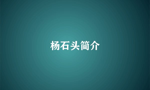 杨石头简介