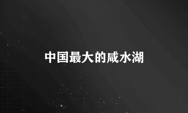 中国最大的咸水湖