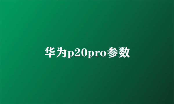 华为p20pro参数
