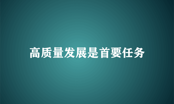 高质量发展是首要任务