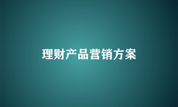 理财产品营销方案