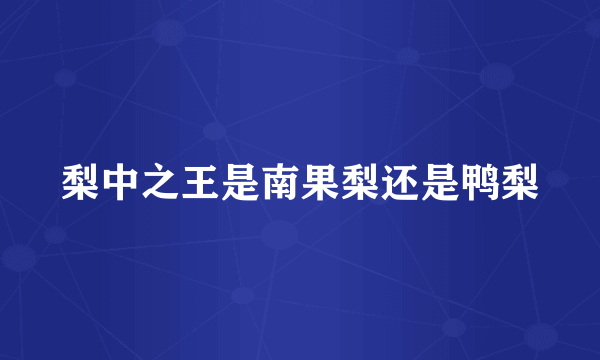 梨中之王是南果梨还是鸭梨