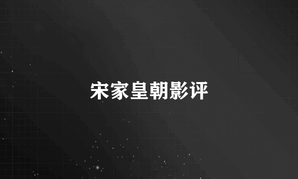 宋家皇朝影评