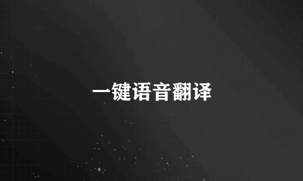 一键语音翻译