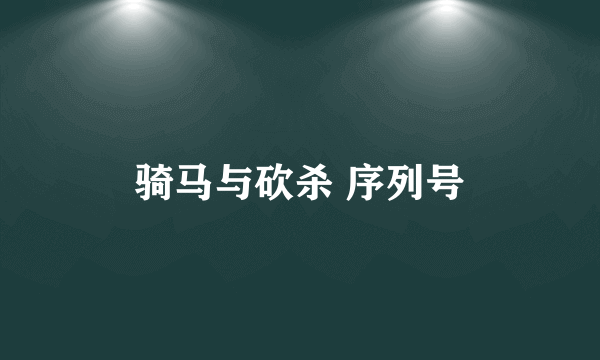 骑马与砍杀 序列号