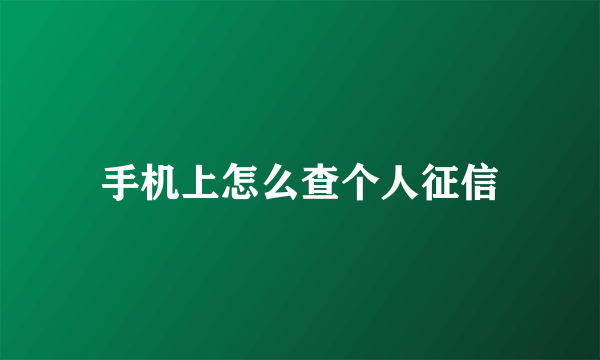 手机上怎么查个人征信