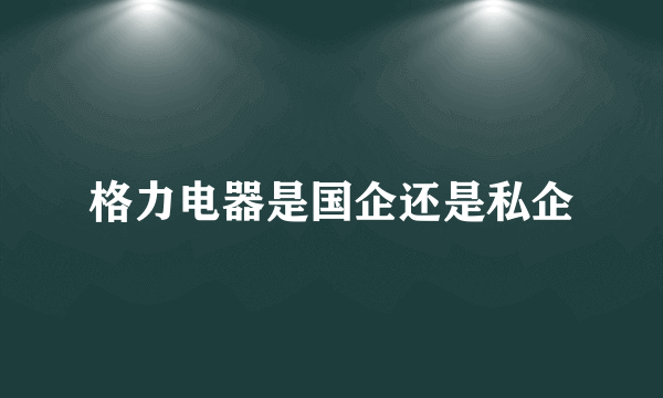 格力电器是国企还是私企