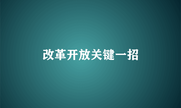 改革开放关键一招