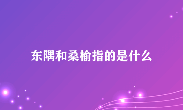 东隅和桑榆指的是什么