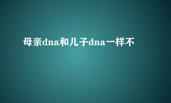母亲dna和儿子dna一样不