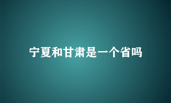 宁夏和甘肃是一个省吗
