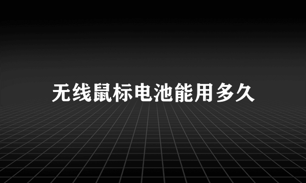 无线鼠标电池能用多久