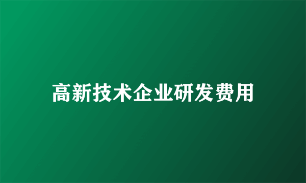 高新技术企业研发费用