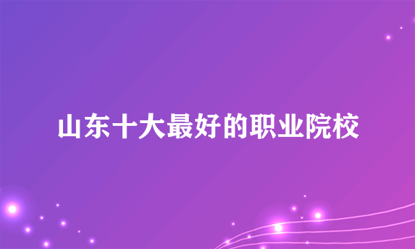 山东十大最好的职业院校