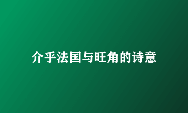 介乎法国与旺角的诗意
