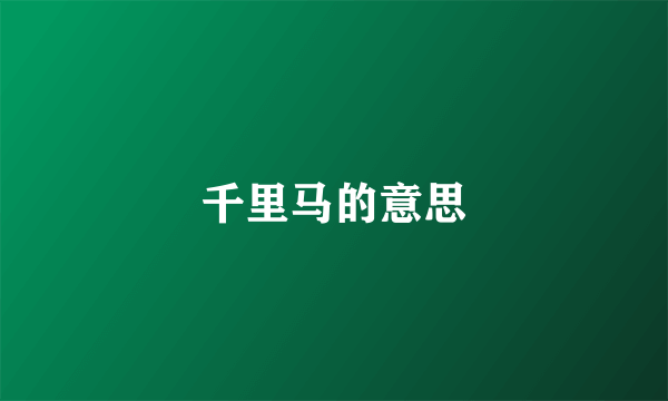 千里马的意思