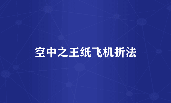 空中之王纸飞机折法