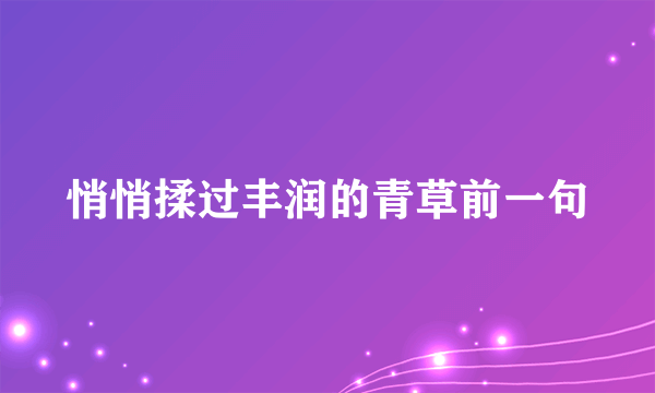 悄悄揉过丰润的青草前一句