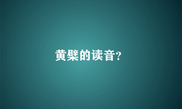 黄檗的读音？