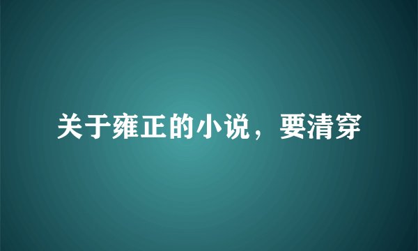 关于雍正的小说，要清穿
