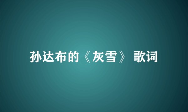 孙达布的《灰雪》 歌词