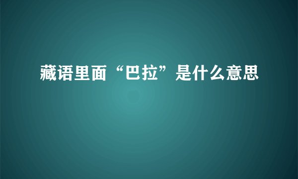 藏语里面“巴拉”是什么意思