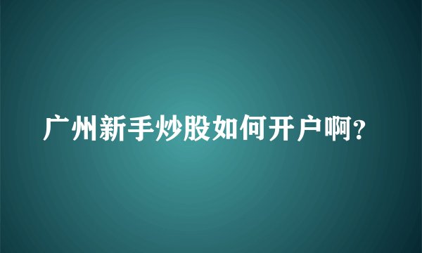 广州新手炒股如何开户啊？