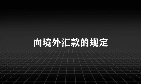 向境外汇款的规定