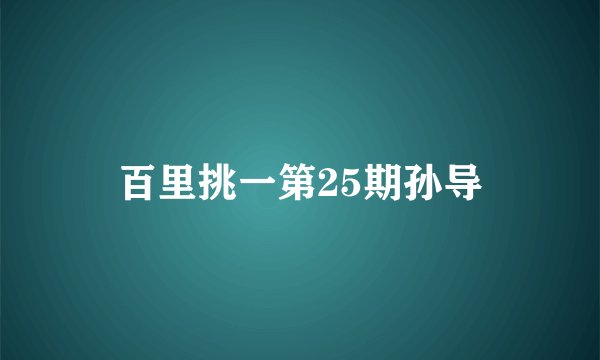 百里挑一第25期孙导