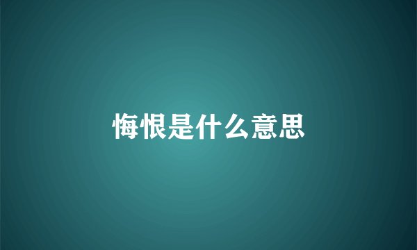 悔恨是什么意思