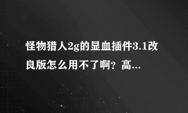 怪物猎人2g的显血插件3.1改良版怎么用不了啊？高手指导一下！