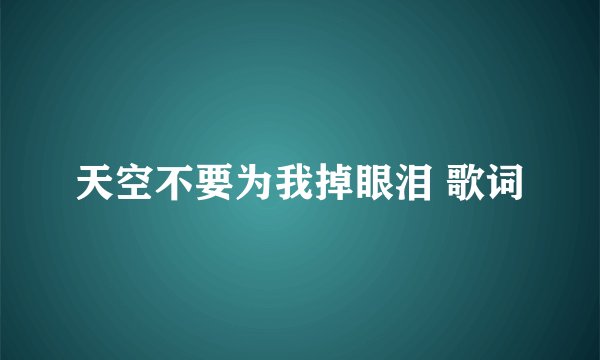 天空不要为我掉眼泪 歌词