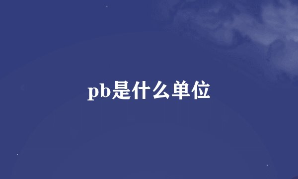 pb是什么单位