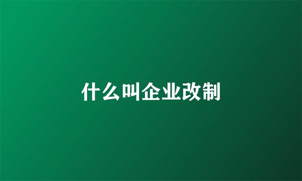 什么叫企业改制