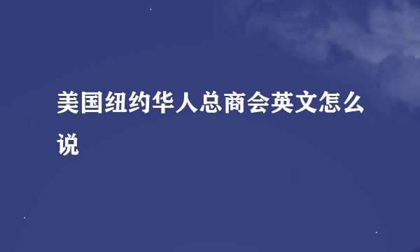 美国纽约华人总商会英文怎么说