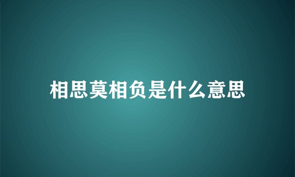相思莫相负是什么意思