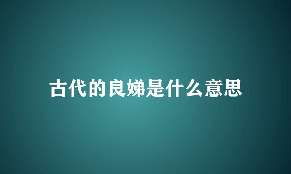 古代的良娣是什么意思