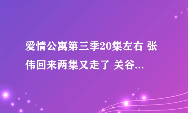 爱情公寓第三季20集左右 张伟回来两集又走了 关谷说他这次离开找到了亲生父亲 可是怎么好像看完第四